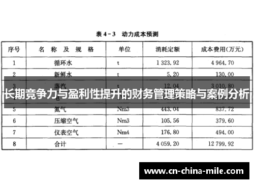 长期竞争力与盈利性提升的财务管理策略与案例分析