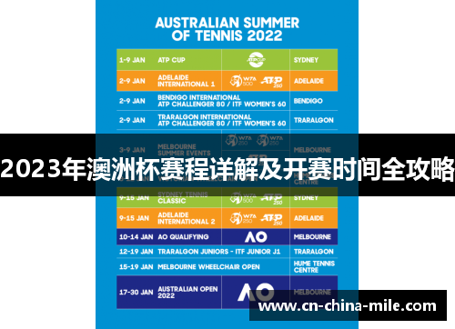 2023年澳洲杯赛程详解及开赛时间全攻略