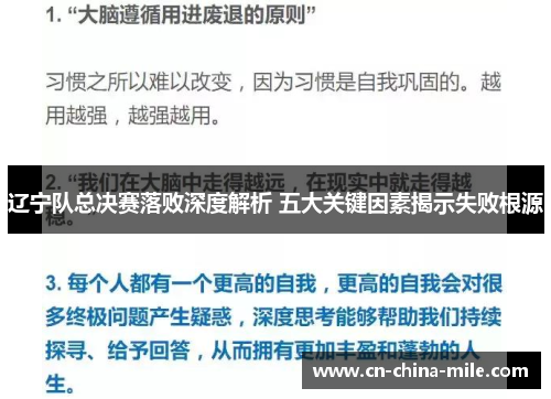 辽宁队总决赛落败深度解析 五大关键因素揭示失败根源
